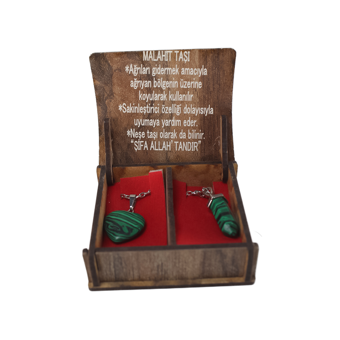 malahit-tasi-kalp-01.jpg Malahit Taşı Bileklik - Kolye - Görsel 1